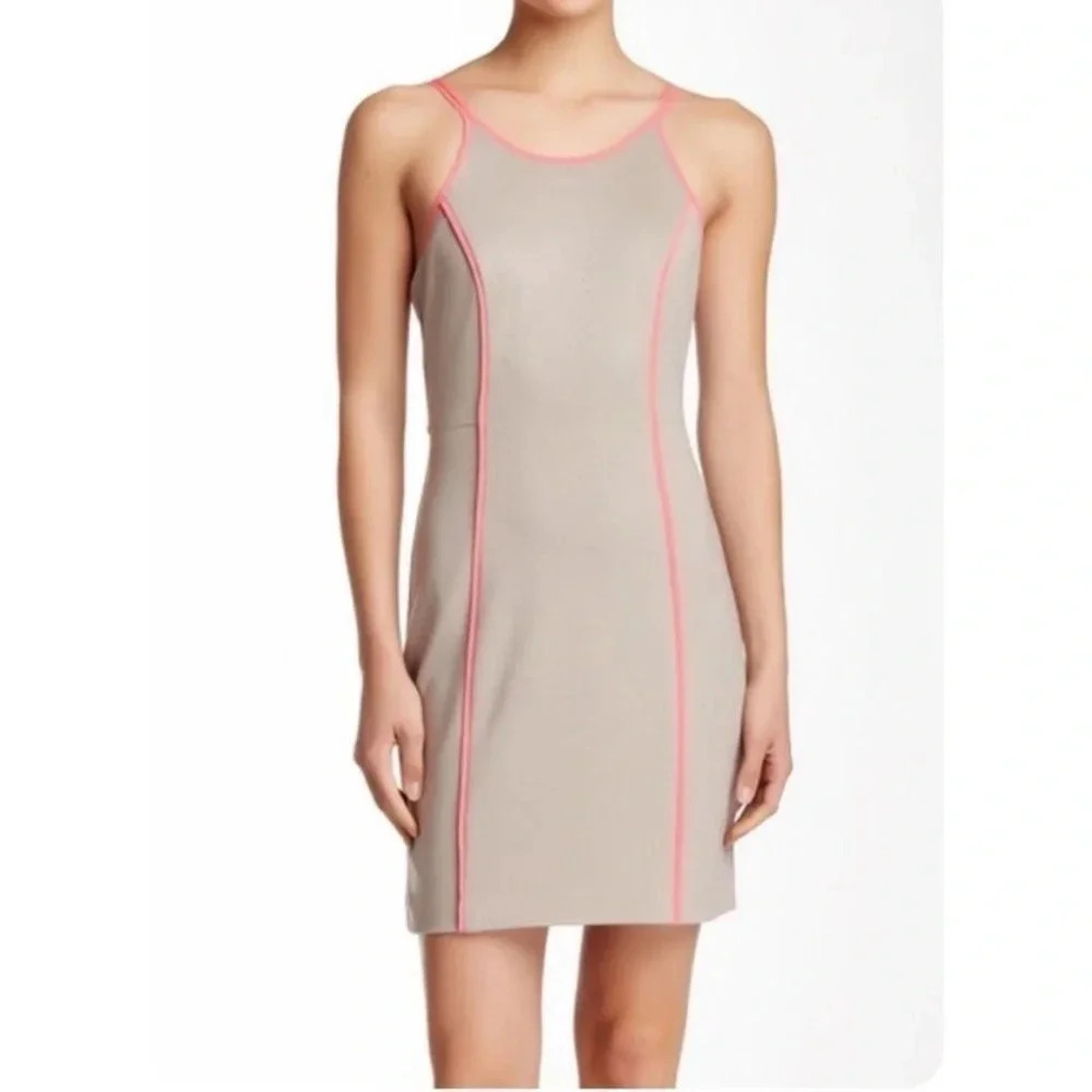 NWT TRINA TURK Yvette Dress Gray and Pink Sleeveless Size 8